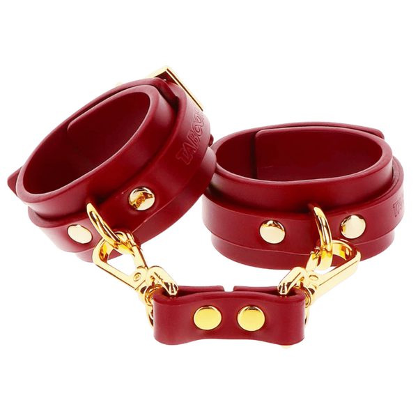 Scala Taboom D-Ring Collar and Wrist Cuffs - Red - Cuffs And Restraints