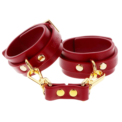 Scala D Ring Collar and Wrist Cuffs Red BDSM Restraint Set - Cuffs And Restraints