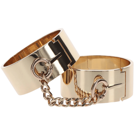 Scala Slave Wrist Cuffs Gold Restraints for BDSM Bondage Play - Cuffs And Restraints