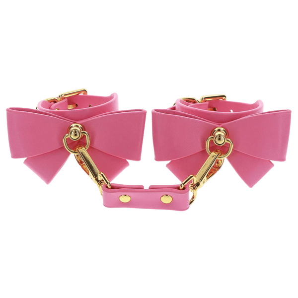 Scala Vegan PU Leather BDSM Play Wrist Cuffs - Pink - Cuffs And Restraints
