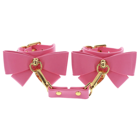Scala Wrist Cuffs (Pink) Vegan PU Leather Bondage Restraints - Cuffs And Restraints