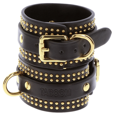 Scala Studded Wrist Cuffs Set Black with Adjustable Secure Bondage Design - Cuffs And Restraints