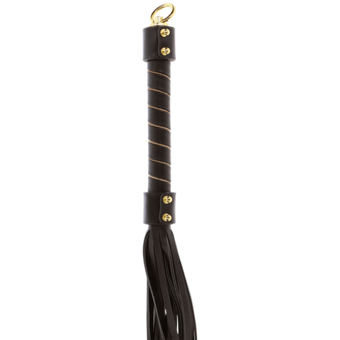 Scala Studded Whip Black Vegan Leather BDSM Impact Play - Whips And Crops
