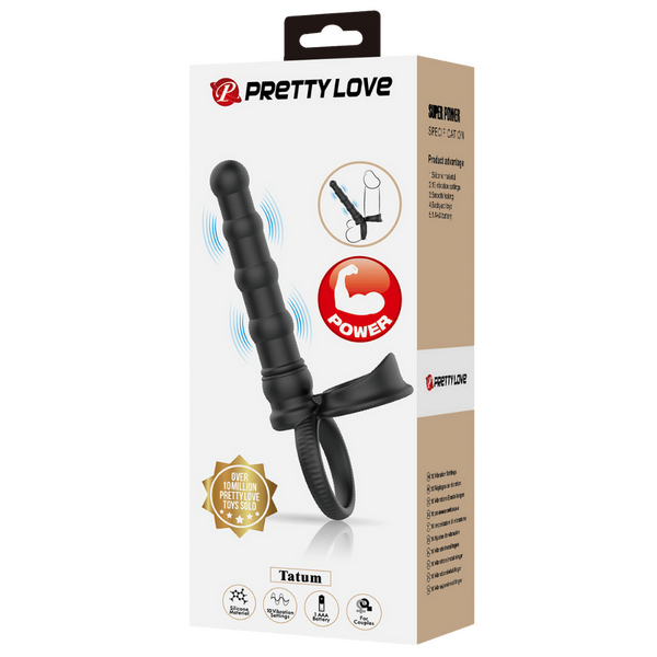 Baile Tatum Vibrating Cock Ring with Anal Probe - Black - Vibrating Cock Rings