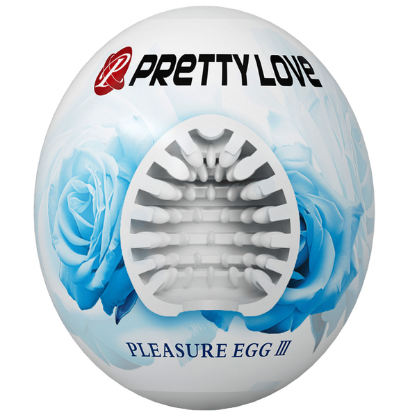 Pretty Love Pleasure Egg Ribbed Textured Male Masturbator - White - Masturbators and Strokers