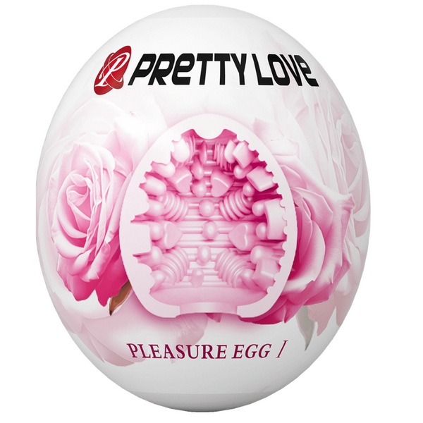 Pretty Love Pleasure Egg Ribbed Textured Male Masturbator - Pink - Masturbators and Strokers