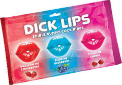 Hott Products Dick Lips Gummy Cock Rings 3 Pack - - Party Gifts and Novelties