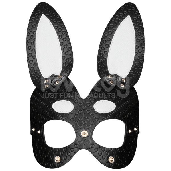 Lovetoy BDSM Play Adjustable Rebel Bunny Mask - Black White - Masks And Blindfolds