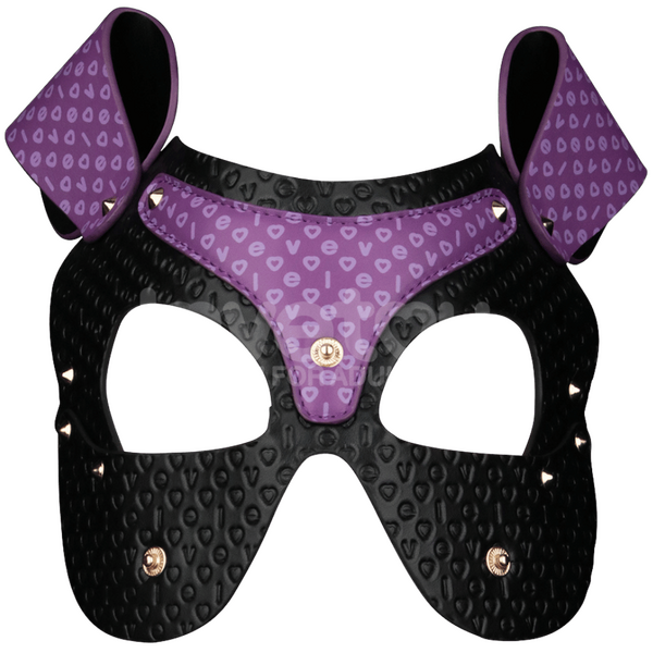 Lovetoy Wicked Pup Play Durable Bondage Mask - Purple Black - Masks And Blindfolds