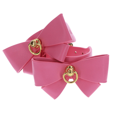Scala Wrist Cuffs (Pink) Vegan PU Leather Bondage Restraints - Cuffs And Restraints