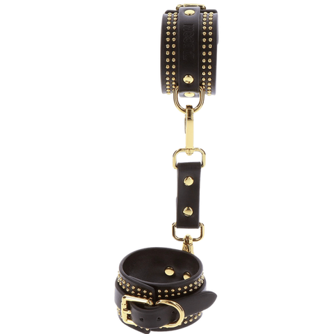 Scala Studded Wrist Cuffs Set Black with Adjustable Secure Bondage Design - Cuffs And Restraints