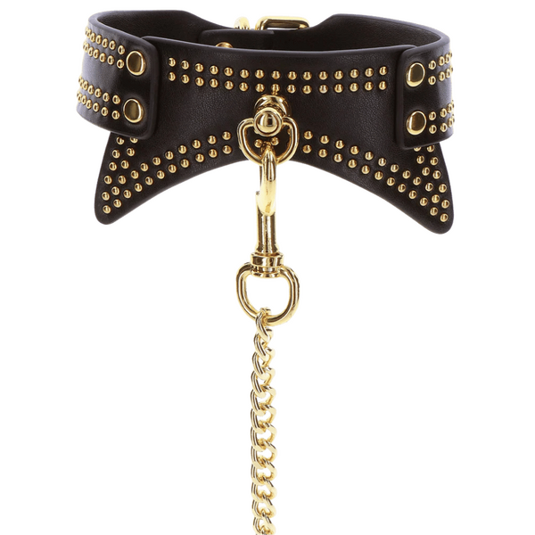 Scala Taboom Leather Studded Collar and Leash - - Collars and Leads