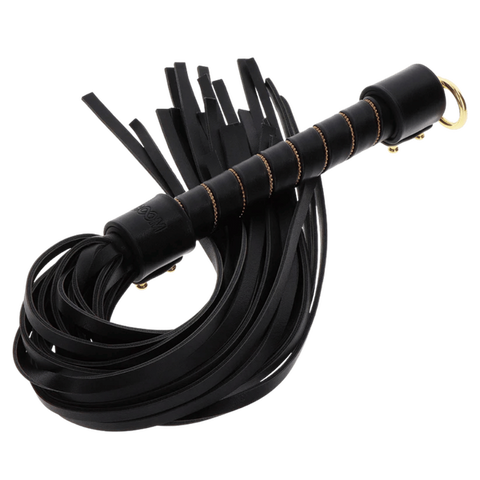 Scala Studded Whip Black Vegan Leather BDSM Impact Play - Whips And Crops