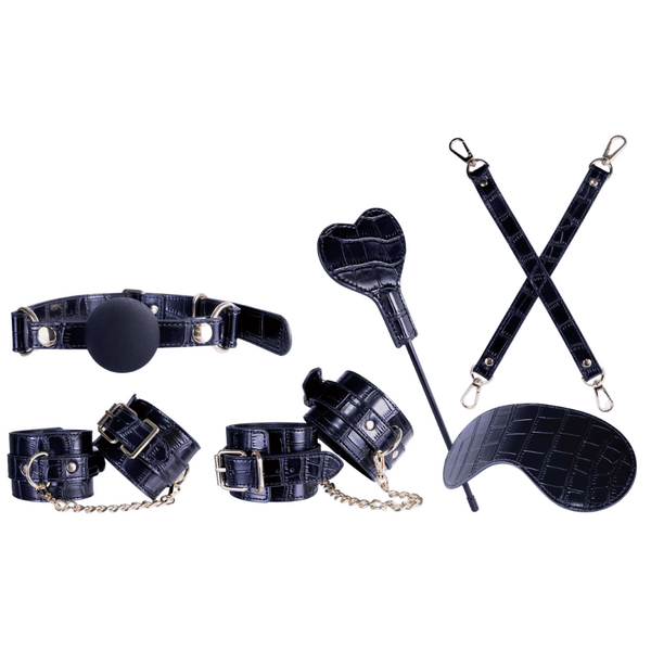 Excellent Power Sovereign Luxury Bondage Set - Black (Alligator) - Bondage Kits
