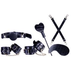 Excellent Power Sovereign Luxury Bondage Set - Black (Alligator) - Bondage Kits