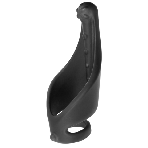 Excellent Power Cock Ring with Strap and Stimulator Black - Stretchy Cock Rings