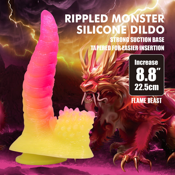 Baile Flame Beast Rippled Monster Silicone Dildo - Realistic Dildos