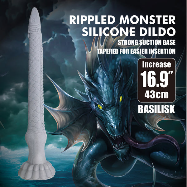 Baile Basilisk 16.9 Inch Rippled Huge Silicone Dildo - Realistic Dildos