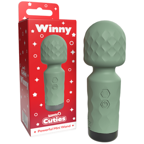 Screaming O Cuties Winny Rechargeable Mini Wand Sage Green with 10 Functions - Body Wands