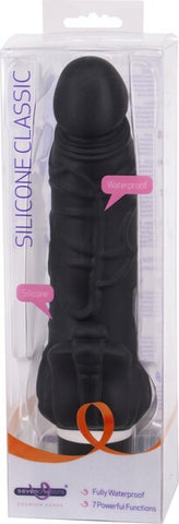 Seven Creations Silicone Classic Viking Black Vibrator with 7 Functions - Vibrating Dildos