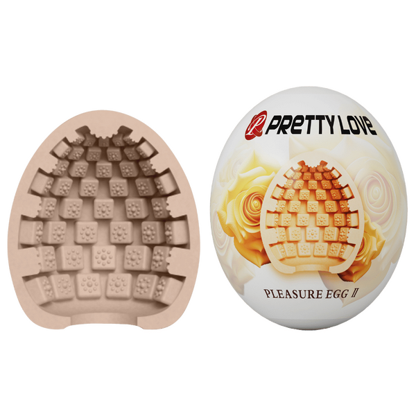 Pretty Love Pleasure Egg Ribbed Textured Male Masturbator - Peach - Masturbators and Strokers