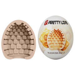 Pretty Love Pleasure Egg Ribbed Textured Male Masturbator - Peach - Masturbators and Strokers