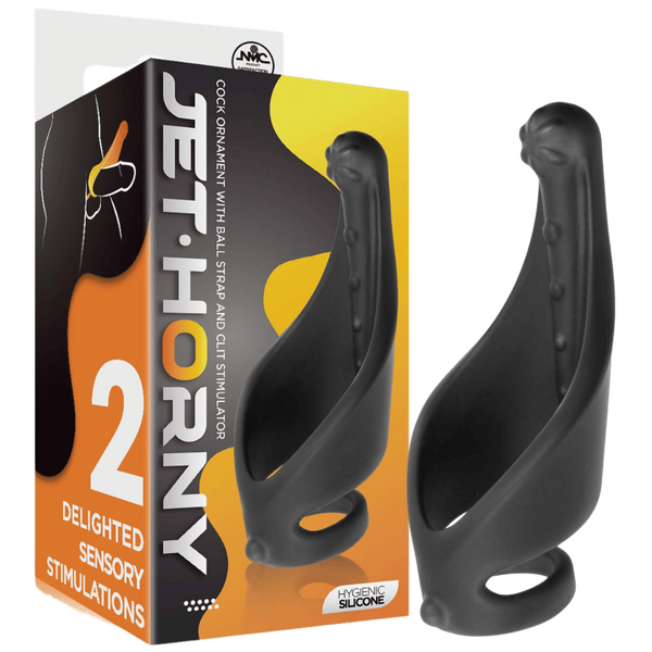 Excellent Power Cock Ring with Strap and Stimulator Black - - Stretchy Cock Rings