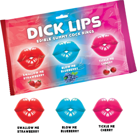 Hott Products Dick Lips Gummy Cock Rings 3 Pack - Default Title - Party Gifts and Novelties