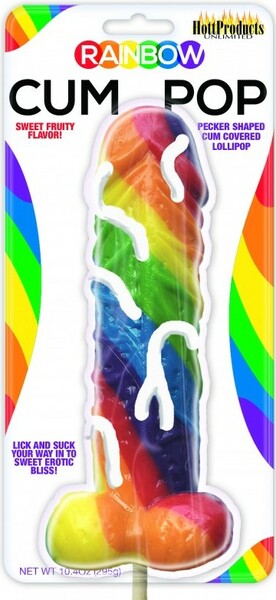 Hott Products Pecker Shaped Cum Covered Rainbow Lollipop - Default Title - Party Gifts and Novelties
