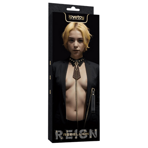 Lovetoy Rebellion Reign Bondage Collar and Leash - Collars and Leads