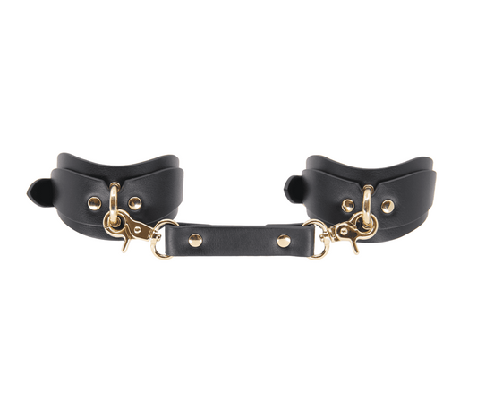Love In Leather Shaped Bondage Ankle Cuffs - Gold - Collars and Leads