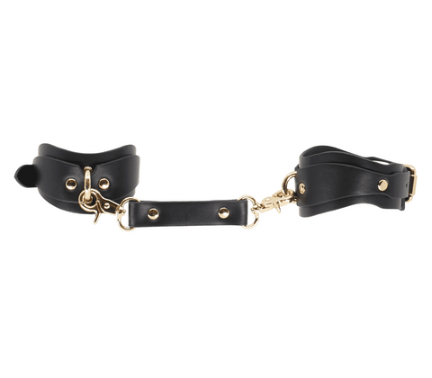 Love In Leather Shaped Bondage Ankle Cuffs Premium Faux Leather Design - Collars and Leads