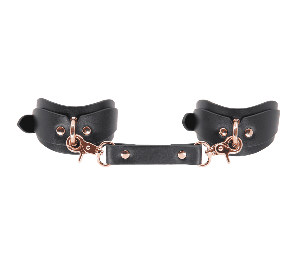 Love In Leather Shaped Bondage Ankle Cuffs - Rose Gold - Collars and Leads