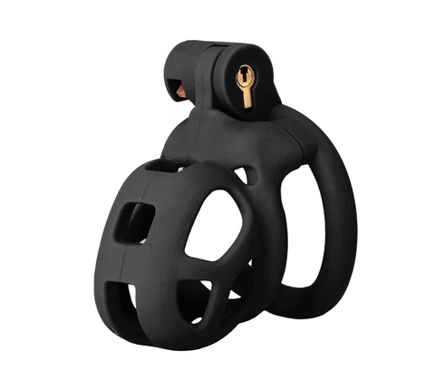 Love In Leather Micro Cock Cage 4 Interchangeable Rings - Male Chastity