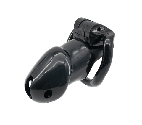 Love In Leather Resin Male Chastity Cage Black - Male Chastity