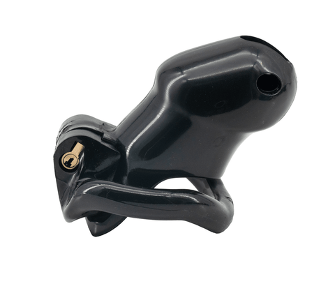 Love In Leather Resin Male Chastity Cage Black - Male Chastity