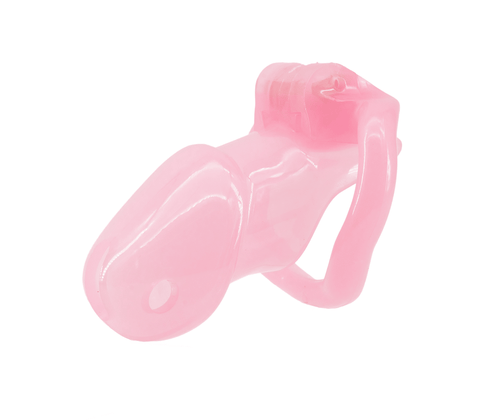 Love In Leather Resin Male Chastity Cock Cage Pink - Male Chastity