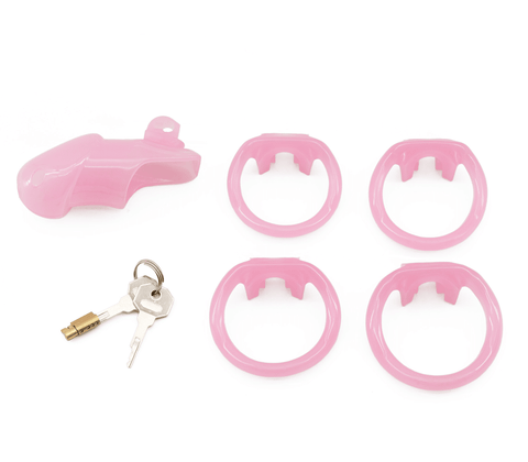 Love In Leather Resin Male Chastity Cock Cage Pink - Male Chastity