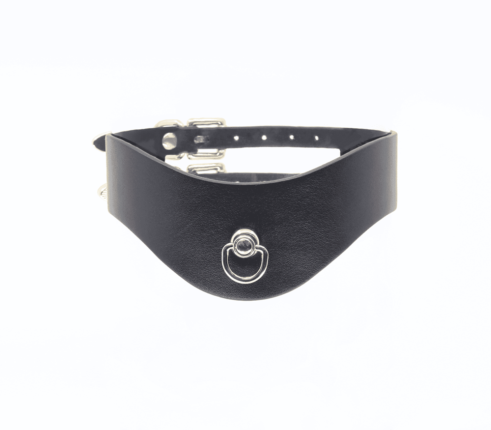 Love In Leather Double Strap Bondage Collar - - Collars and Leads