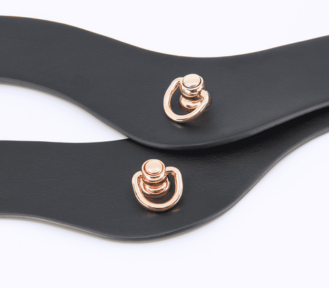 Love In Leather Double Strap Bondage Collar Premium Faux Leather Design - Collars and Leads