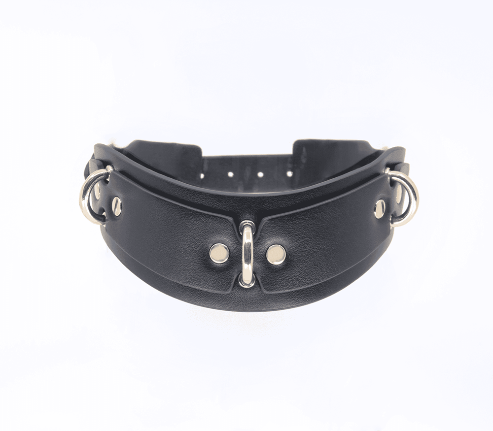 Love In Leather Posture BDSM Collar With Rings Premium Multi Ring Design - - Collars and Leads