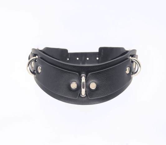 Love In Leather Posture BDSM Collar With Rings - - Collars and Leads