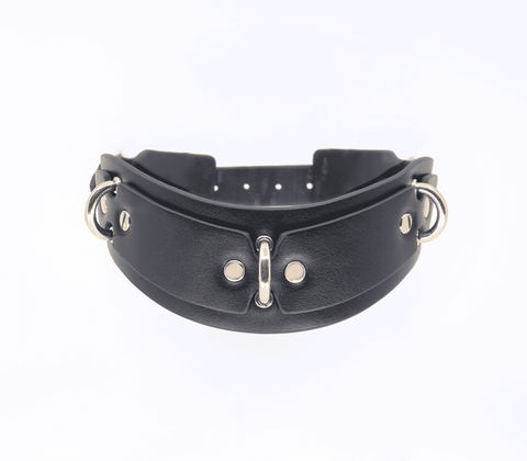 Love In Leather Posture BDSM Collar With Rings Premium Multi Ring Design - Collars and Leads