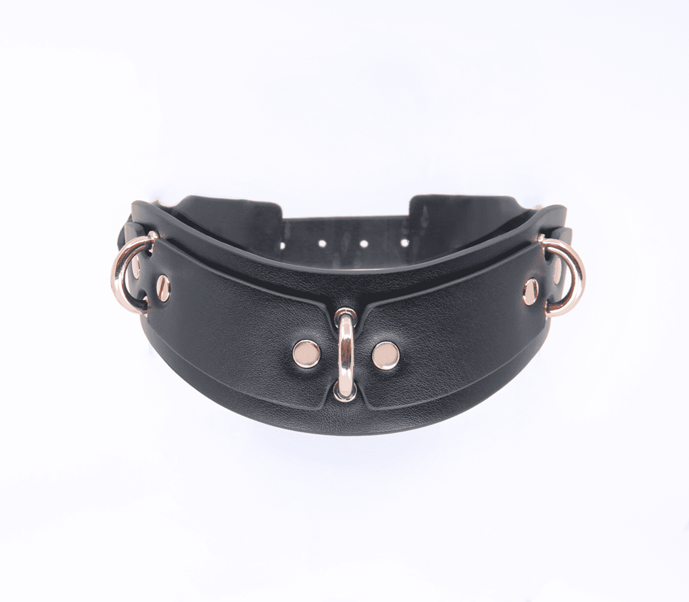 Love In Leather Posture BDSM Collar With Rings Premium Multi Ring Design - - Collars and Leads