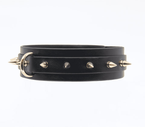 Love In Leather Double Strap Bondage Collar Premium Faux Leather Design - Collars and Leads