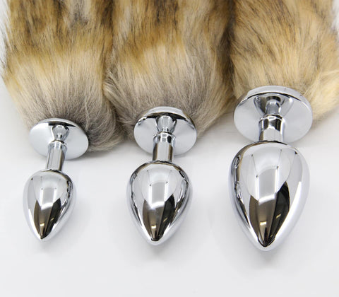 Love In Leather Fox Tail Aluminium Alloy Butt Plug Small - Butt Plugs