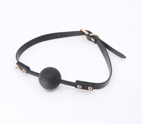 Love In Leather Studded Gag With Silicone Ball Premium BDSM Restraint - Bondage Gags and Bits