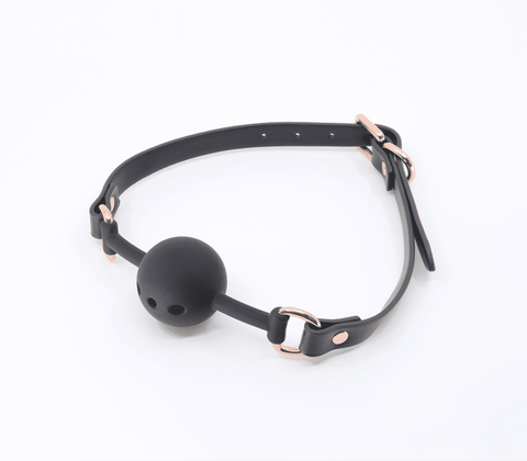 Love In Leather Breathable Gag With Silicone Ball Perforated Design Safety - Bondage Gags and Bits