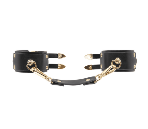 Love In Leather Double Straps Bondage Cuffs with Dual Strap Security - Cuffs And Restraints