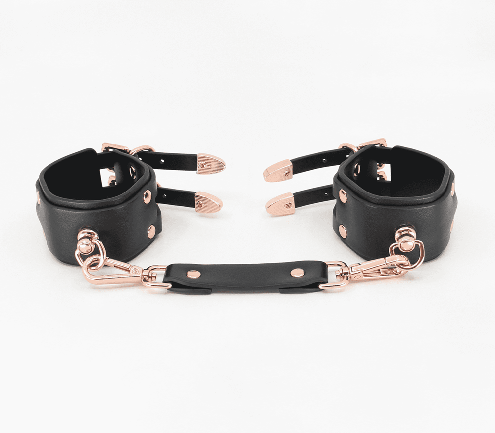 Love In Leather Double Straps Bondage Cuffs - - Cuffs And Restraints